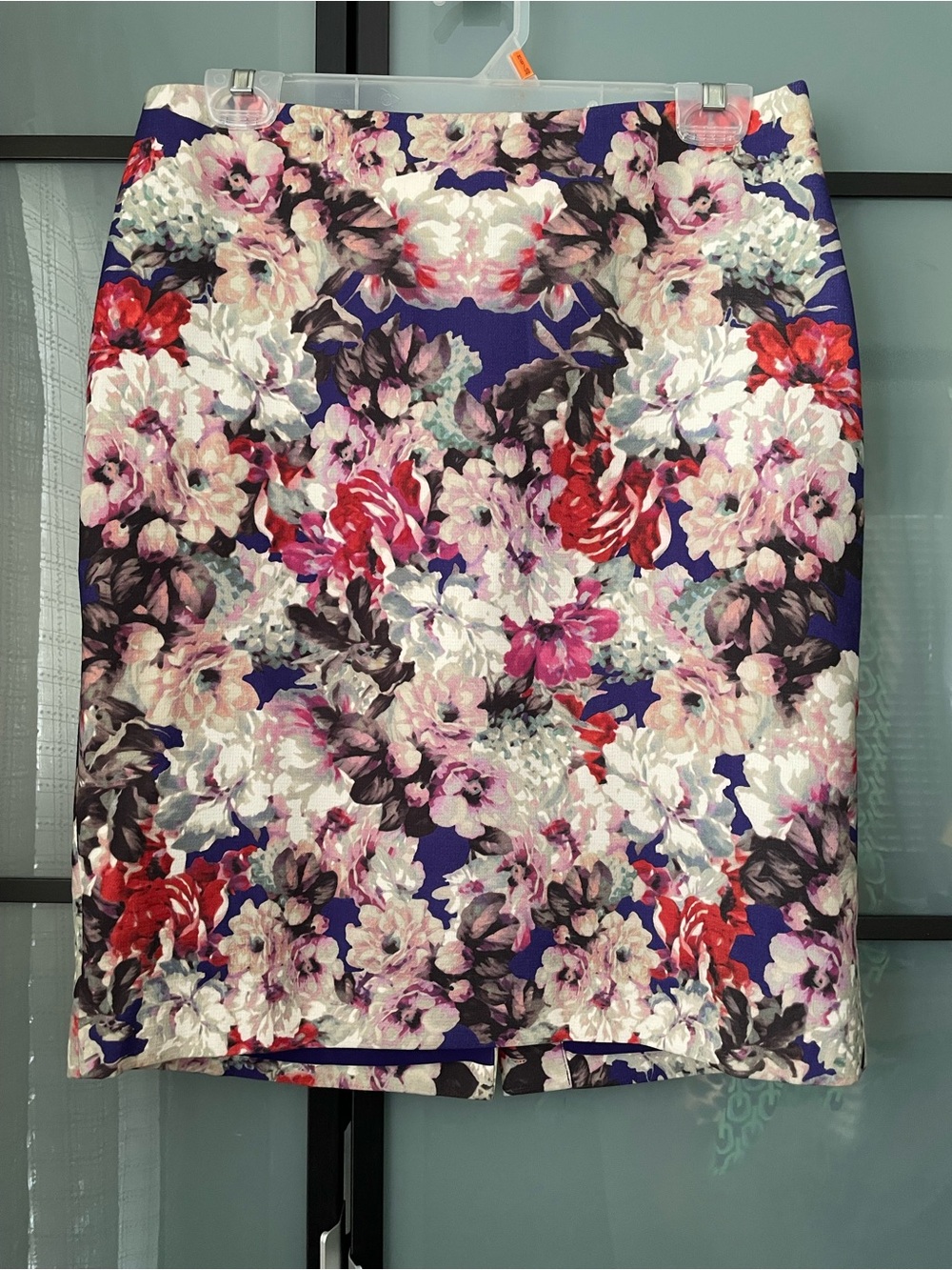Talbots Purple Floral Pencil Skirt with Multicolor Blooms